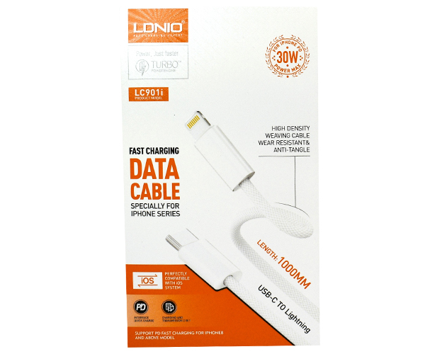 کابل شارژ لایتنینگ به تایپ سی LDNIO LC901i