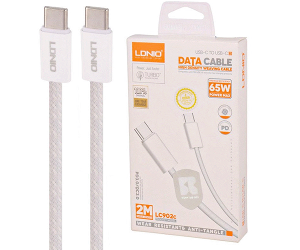 کابل تایپ سی فست کنفی 2 متری  LDNIO Lc902 Fast Charging Type-C Cable 2 Meters